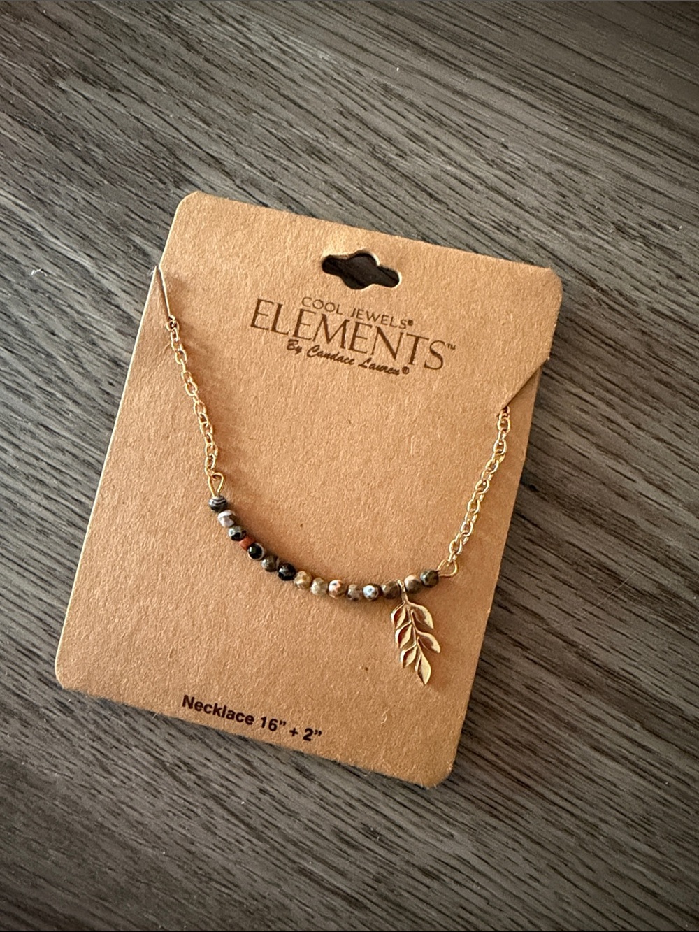 Element Gold Leaf Necklace with Mixed Neutral Beads